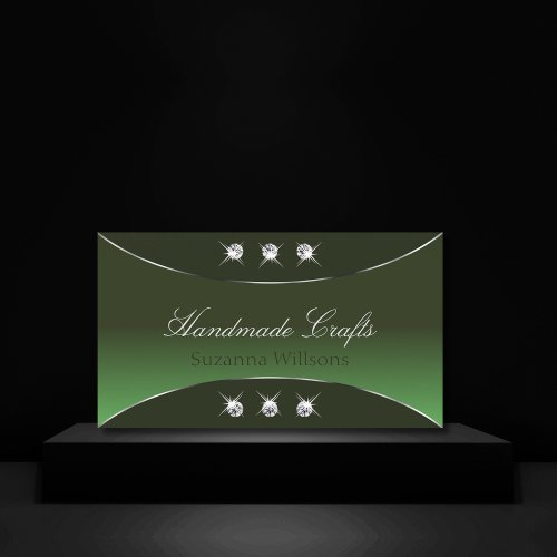 Forest Green with Silver Decor  Sparkle Diamonds Business Card