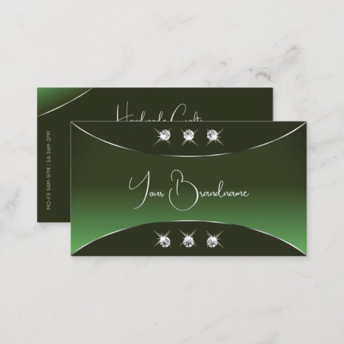Forest Green with Silver Decor Sparkling Diamonds Business Card