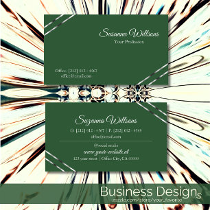 Forest Green with Silver Lines Classy and Elegant Business Card