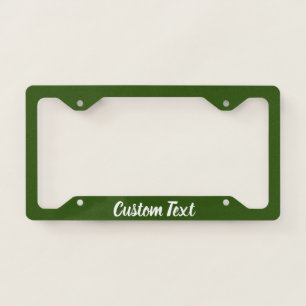Forest Green with White Script License Plate Frame