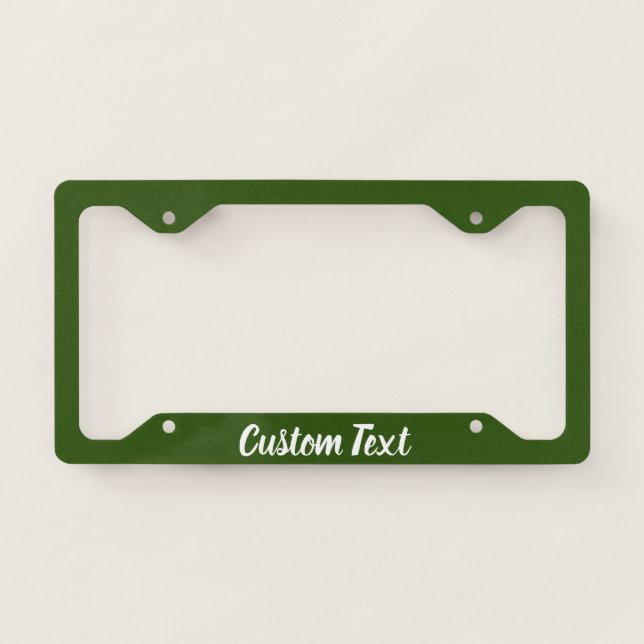Forest Green with White Script License Plate Frame (Front)