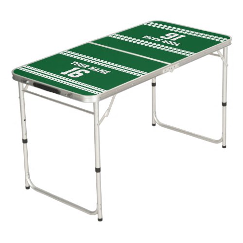 Forest Green with White Stripes Sports Jersey Beer Pong Table