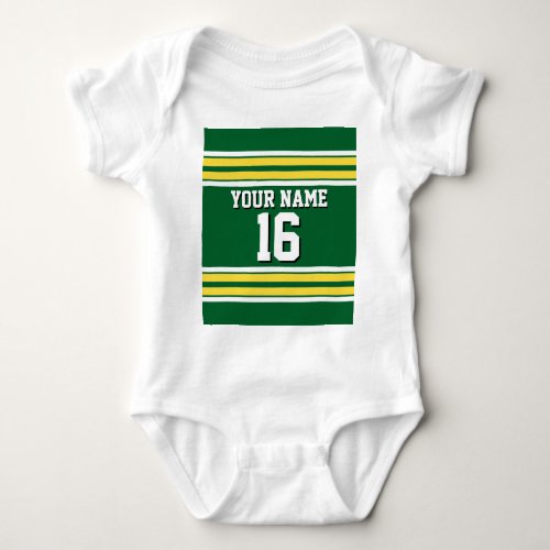 Forest Green with Yellow White Stripes Team Jersey Baby Bodysuit