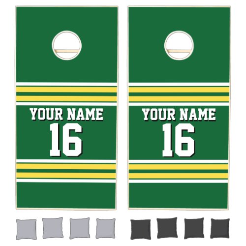 Forest Green with Yellow White Stripes Team Jersey Cornhole Set