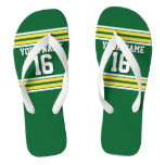 Forest Green With Yellow White Stripes Team Jersey Flip Flops at Zazzle