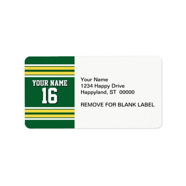 Forest Green with Yellow White Stripes Team Jersey Label (Front)