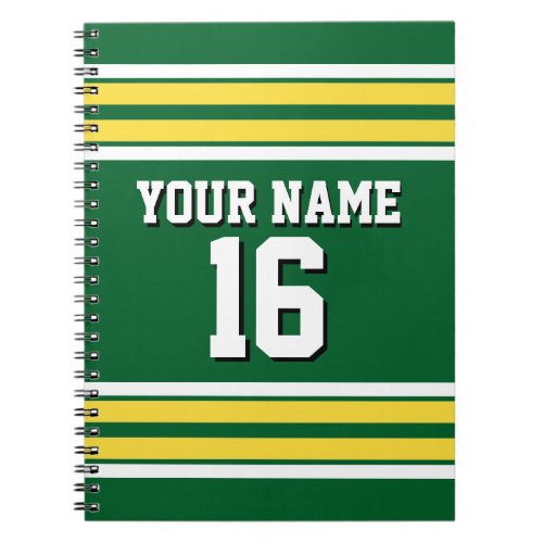 Forest Green with Yellow White Stripes Team Jersey Notebook