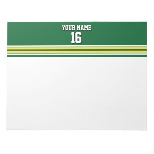 Forest Green with Yellow White Stripes Team Jersey Notepad