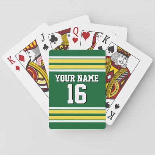 Forest Green with Yellow White Stripes Team Jersey Poker Cards