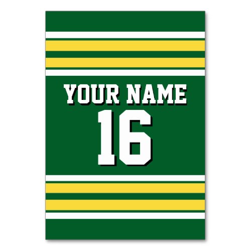 Forest Green with Yellow White Stripes Team Jersey Table Number