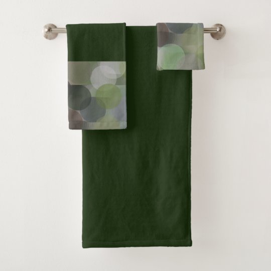 Forest Green Wooden Circles Bath Towel Set