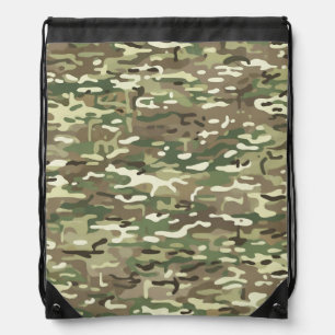 Forest Green Woodland Camouflage Pattern Drawstring Bag
