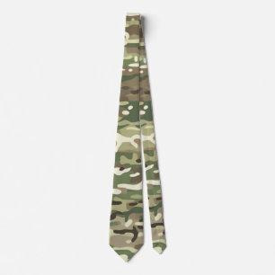Forest Green Woodland Camouflage Pattern Neck Tie