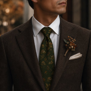 Forest Green Woodland Hedgehog Neck Tie