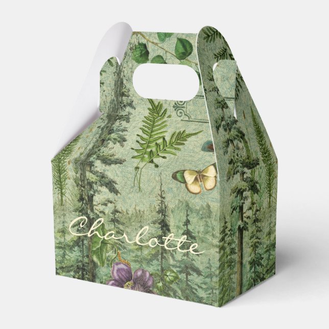 Forest Green Woodland Personalized Favor Box (Front Side)