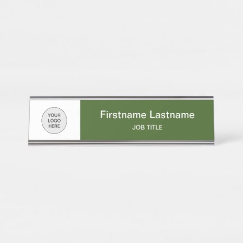 Forest Green Your Logo Modern Desk Name Plate