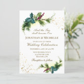 Forest Greenery All in One Christian Wedding Invitation (Standing Front)