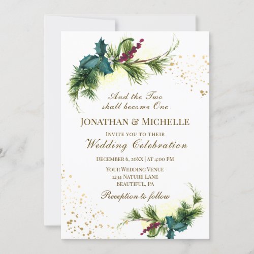 Forest Greenery All in One Christian Wedding Invitation