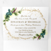Forest Greenery All in One Christian Wedding Tri-Fold Invitation (Inside First)
