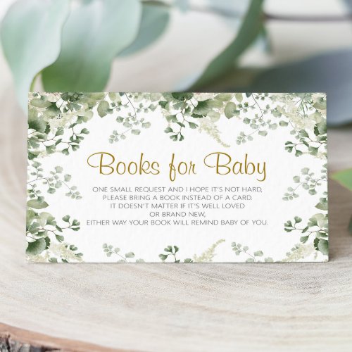 Forest Greenery Baby Shower Books for Baby Card