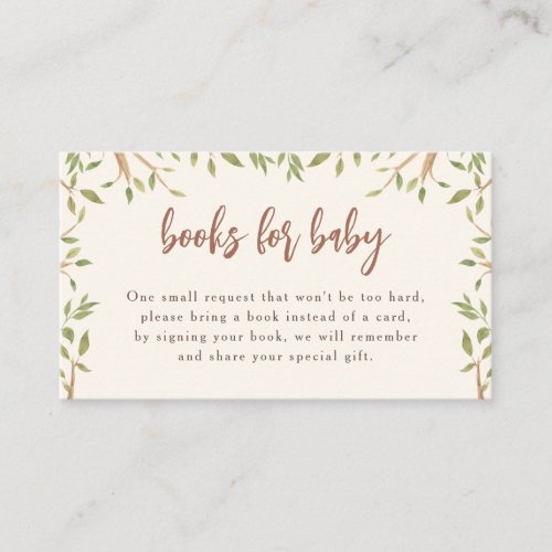 Forest Greenery Baby Shower Books For Baby Enclosure Card