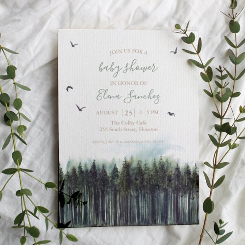 Forest Greenery Baby Shower Invitation