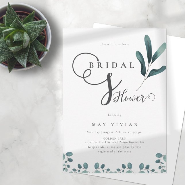 Forest Greenery Eucalyptus Bridal Shower Invitation (Creator Uploaded)