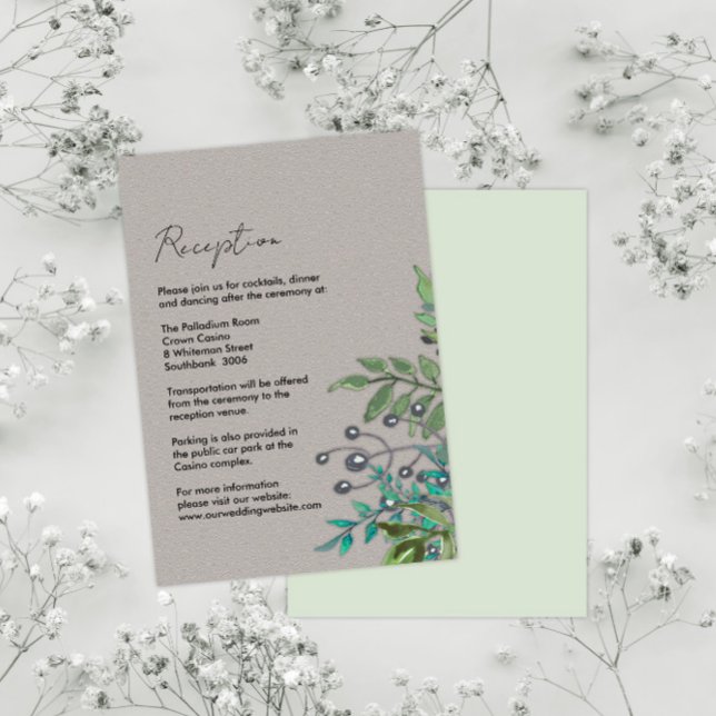 Forest Greenery on Slate Gray Reception Enclosure Card (Creator Uploaded)