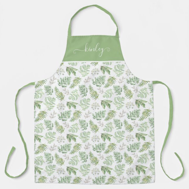 Forest Greenery Pattern Apron (Front)