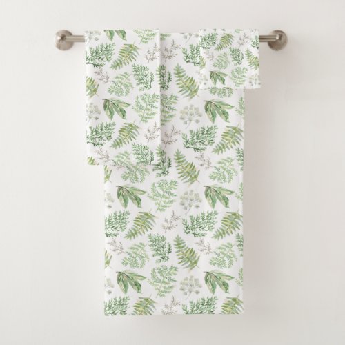 Forest Greenery Pattern Bath Towel Set