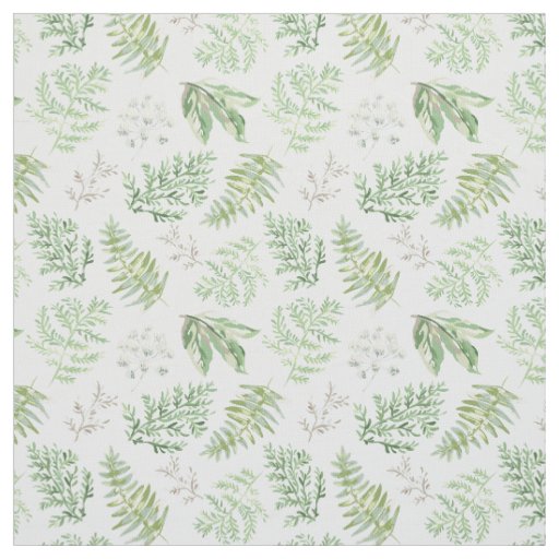Forest Greenery Pattern Fabric | Zazzle