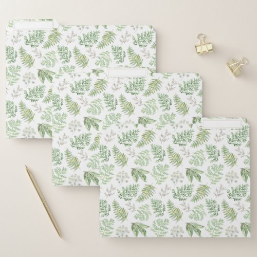 Forest Greenery Pattern File Folder