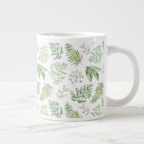 Forest Greenery Pattern Giant Coffee Mug