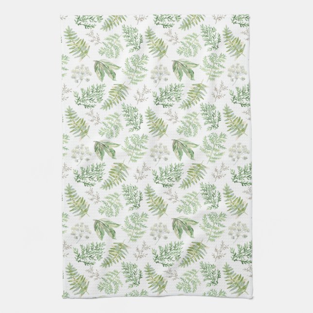 Forest Greenery Pattern Kitchen Towel (Vertical)