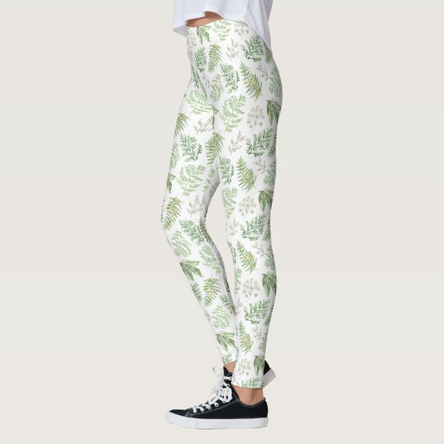 Forest Greenery Pattern Leggings (Left)