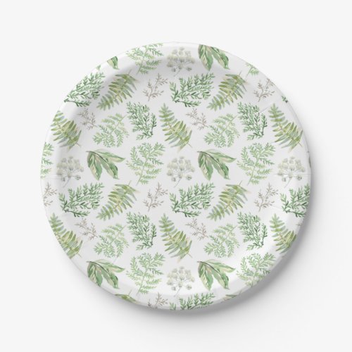 Forest Greenery Pattern Paper Plates