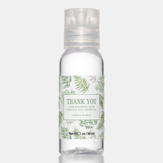 Forest Greenery Pattern - Thank You Hand Sanitizer (Front)
