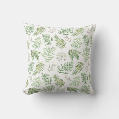 Forest Greenery Pattern Throw Pillow
