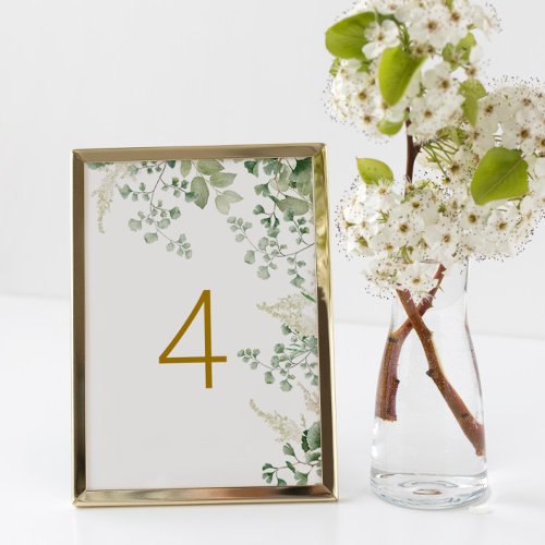Forest Greenery Table 4 Wedding Table Number
