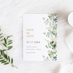 Forest Greenery Wedding Save The Date Card
