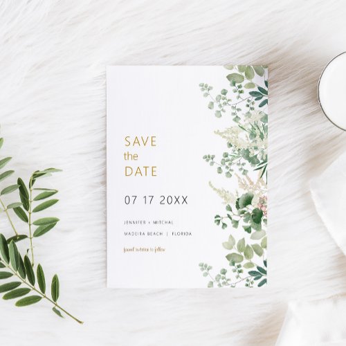Forest Greenery Wedding Save The Date Card