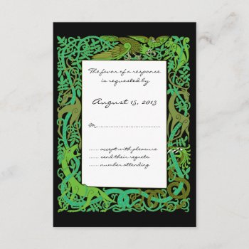 Forest Greens Celtic Animals Design Wedding Rsvp by CelticDreams at Zazzle