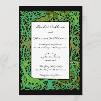 Forest Greens Celtic Animals Wedding Invitation by CelticDreams at Zazzle