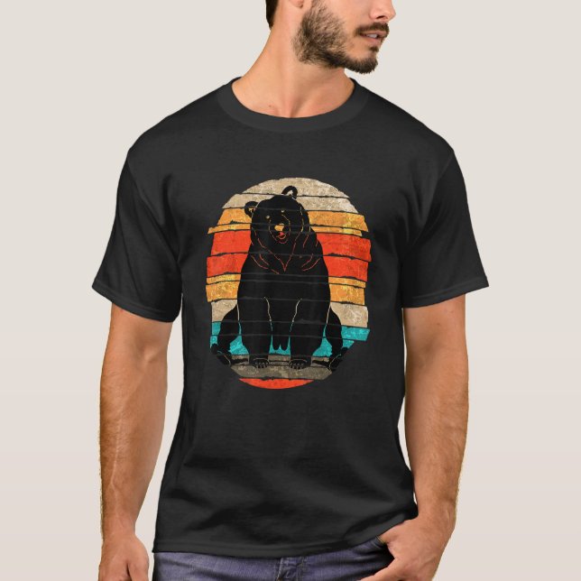 Forest Grizzly Bear  Wildlife Nature Animal Retro  T-Shirt (Front)