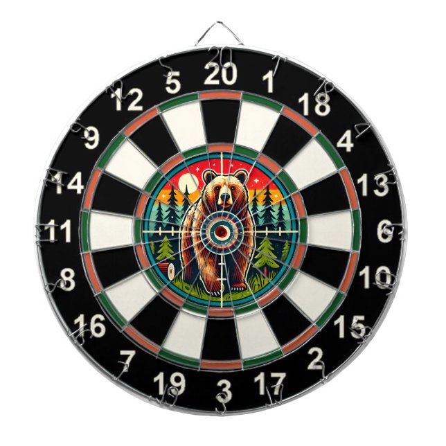 Forest Grizzly with Target Overlay Dart Board (Front)