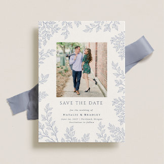 Forest Grove Dusty Blue Photo Save the Date Invitation