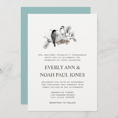 Forest Grove Rustic Woodpecker Love Birds Wedding  Invitation