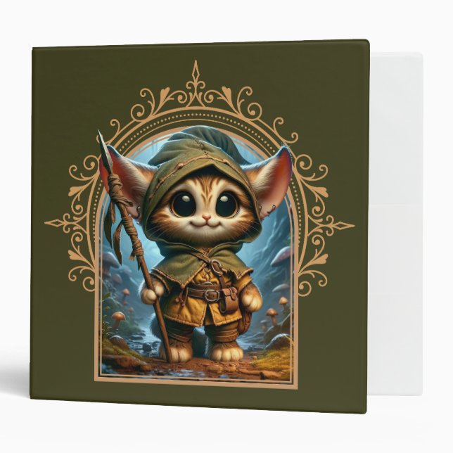 Forest Guardian Cat – Whimsical Fantasy Animal  3 Ring Binder (Front/Inside)