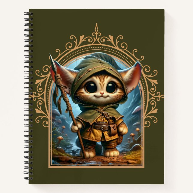 Forest Guardian Cat – Whimsical Fantasy Animal  Notebook (Front)