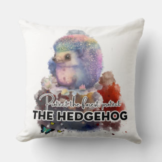 Forest Guardian Hedgehog Throw Pillow